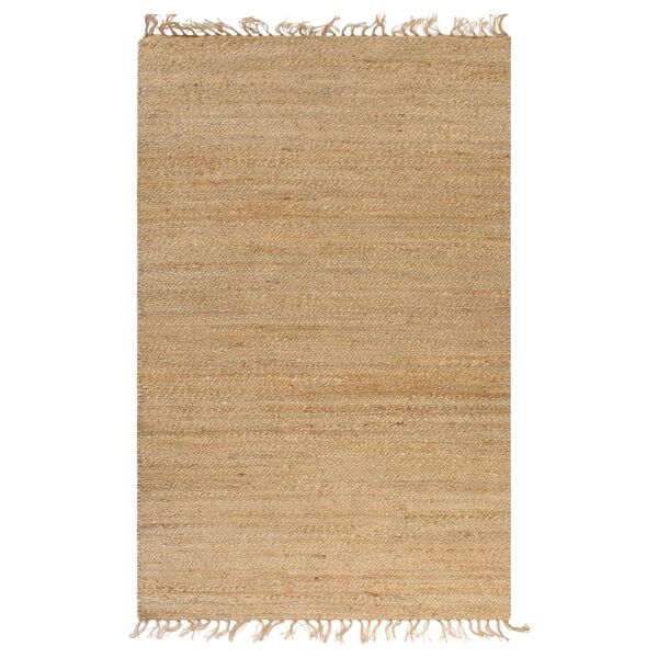 vidaXL Area Rug Natural 90% jute + 10% cotton 4.7x5.9 ft Area Rug