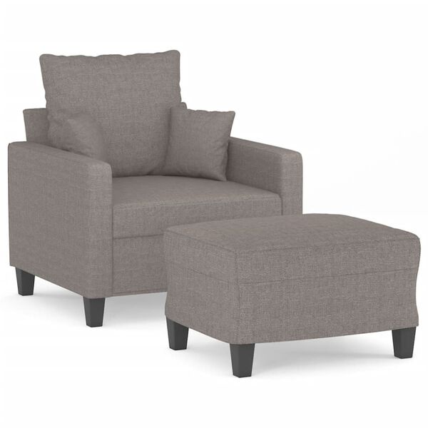vidaXL Sofa Chair with Footstool Taupe 23.6" Fabric