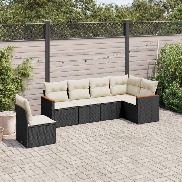 vidaXL Garden Sofa Set Black, Cream White