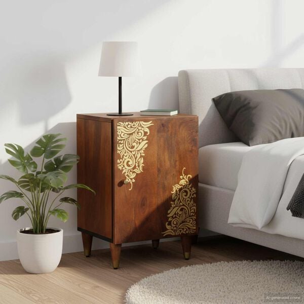 vidaXL Bathroom Cabinet with Door Honey Brown 14.96 x 12.99 x 22.83 in