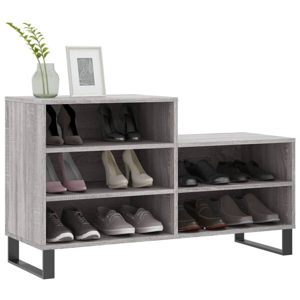 vidaXL Shoe Cabinet Grey Sonoma Engineered Wood Medium Shoe Cabinet
