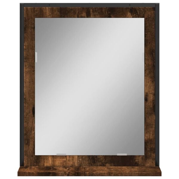 vidaXL Bathroom Mirror Smoked Oak Engineered Wood Medium Wall Mounting