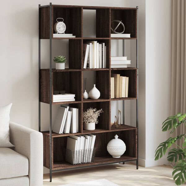 vidaXL Bookcase Brown oak Engineered wood Medium-Large Bookcase