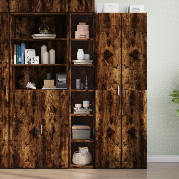 vidaXL Highboard Smoked oak Engineered wood Tall Highboard Rectangular