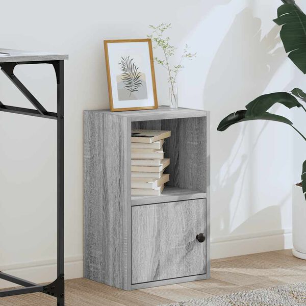 vidaXL Bookcase Grey Sonoma Engineered Wood Small Bookcase Rectangular