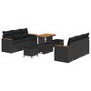 vidaXL Garden Sofa Set with Cushion with Storage Black Poly rattan