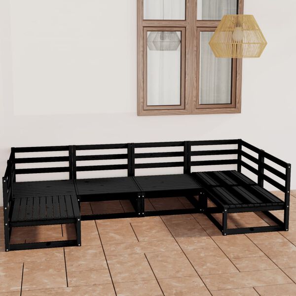 vidaXL Garden Lounge Set Black Solid pinewood Modular Garden Lounge Set