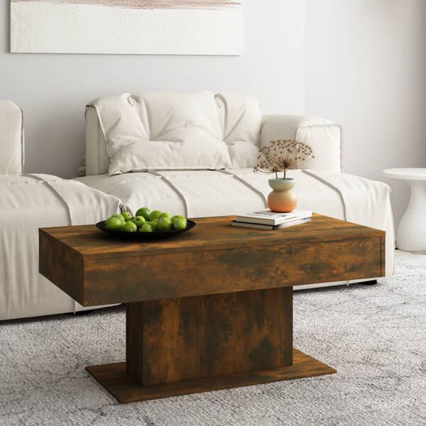 vidaXL Coffee Table Smoked oak Engineered wood 37.8x19.7 in Modern