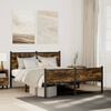 vidaXL Bed Frame Smoked Oak Steel, Engineered Wood 55.1 x 78.7 in