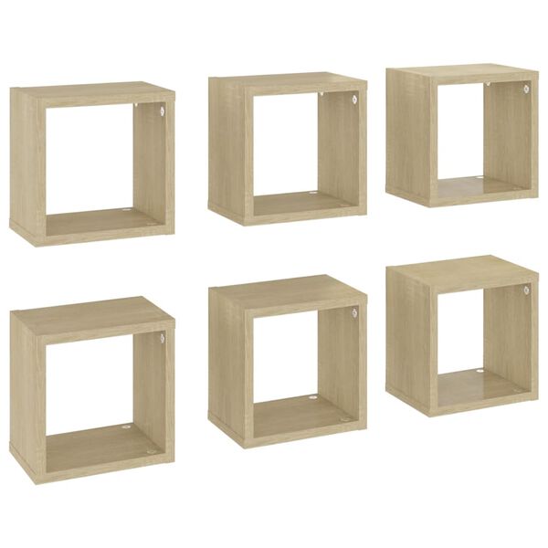 vidaXL Cube Shelf Set of 6 Sonoma Oak Engineered Wood