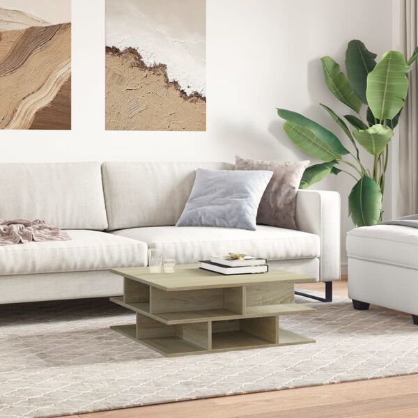 vidaXL Coffee Table Sonoma oak Engineered wood 27.6 x 27.6 x 11.4 in