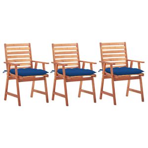 vidaXL Patio Chair Set of 3 Royal blue Solid acacia wood Medium