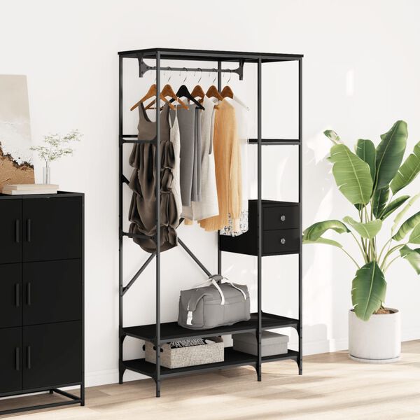 vidaXL Clothes Rack Black Engineered Wood and Metal Stylish Garment Rack