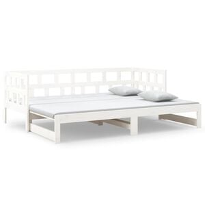 vidaXL Day Bed White Solid pine wood 2x