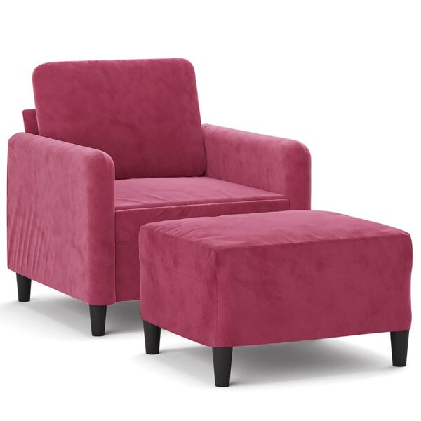 vidaXL Sofa Chair with Footstool Wine Red 23.6" Velvet