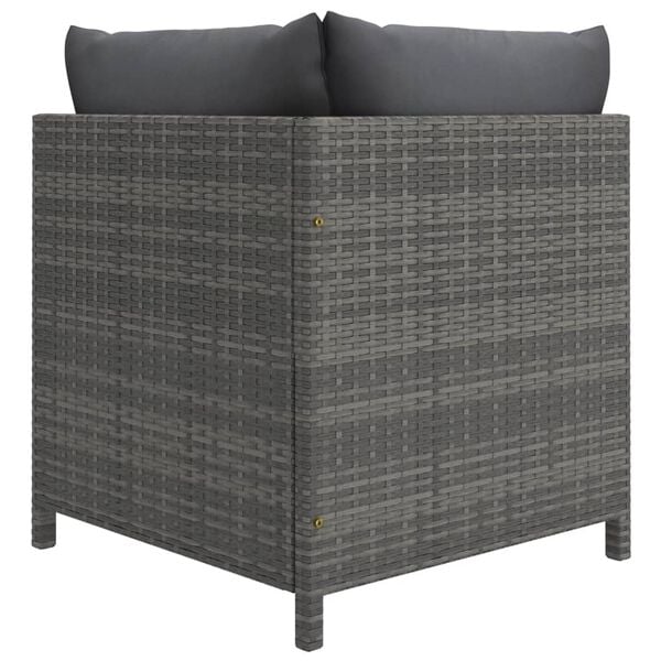 vidaXL Garden Lounge Set Grey PE rattan, powder-coated steel Medium