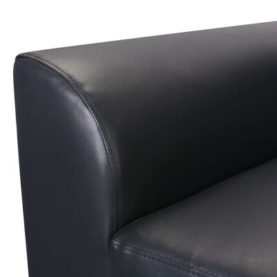 vidaXL Sofa Bed with Drawers and Ottoman Black Artificial Leather