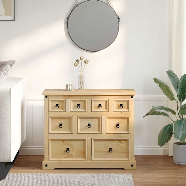 vidaXL Chest Of Drawers Pine wood with honey wax finish Solid pine wood