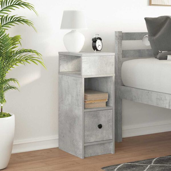 vidaXL Bedside Cabinet Concrete gray Engineered wood Small