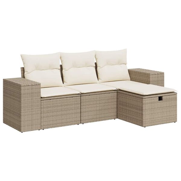 vidaXL Garden Sofa Set Beige Poly Rattan, Powder-Coated Steel Medium