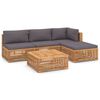 vidaXL 5 Piece Patio Lounge Set with Dark Gray Cushion Solid Teak Wood