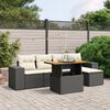 vidaXL Garden Sofa Set Black PE Rattan 6 Piece Adjustable Feet