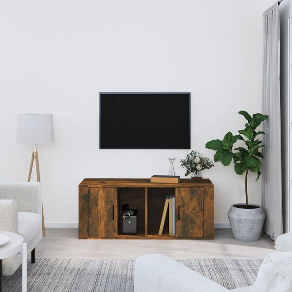 vidaXL TV Cabinet Smoked oak Engineered Wood 39.4 in × 13.8 in × 15.7 in