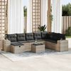 vidaXL Garden Sofa Set Light Grey Poly Rattan Large Removable Covers