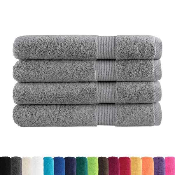 vidaXL Towel Set of 4 Grey 100% cotton XXL Towel Rectangular
