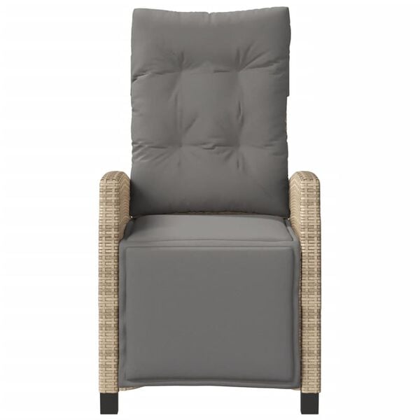 vidaXL Reclining Garden Chair Mix beige PE rattan Adjustable Footrests