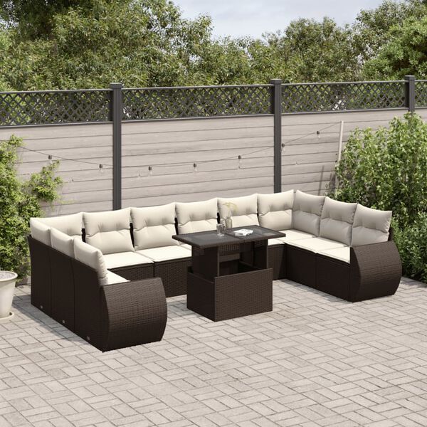 vidaXL Garden Sofa Set Brown and cream white