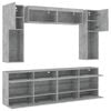 vidaXL 6 Piece TV Wall Stand Set with LED Lights Concrete Gray