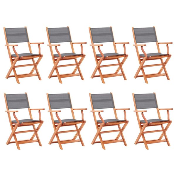 vidaXL Garden Chair Set of 8 Grey and natural