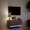 vidaXL TV Wall Cabinet Brown Oak Engineered wood Standard Wall mounting