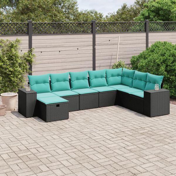 vidaXL 8 Piece Patio Sofa Set with Cushions Gray Poly Rattan