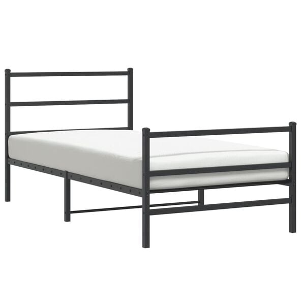 vidaXL Bed Frame Black Steel Twin Bed Frame Rectangular Modern