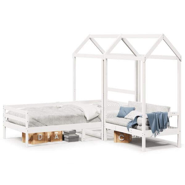 vidaXL Day Bed And Bench Set White Solid pine wood, Plywood Single size