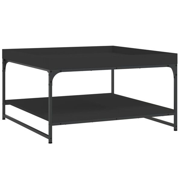 vidaXL Coffee Table Black Engineered wood, iron 31.5x31.5x17.7 in