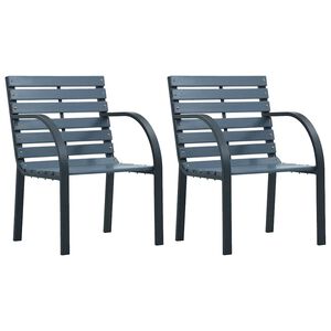 vidaXL Garden Chair Set of 2 Grey Solid Fir Wood Standard Durable