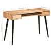 vidaXL Writing Table Natural wood with black legs Solid acacia wood Medium