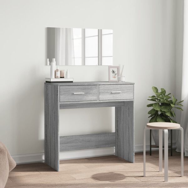 vidaXL Dressing Table Gray Sonoma Engineered Wood, Glass Medium