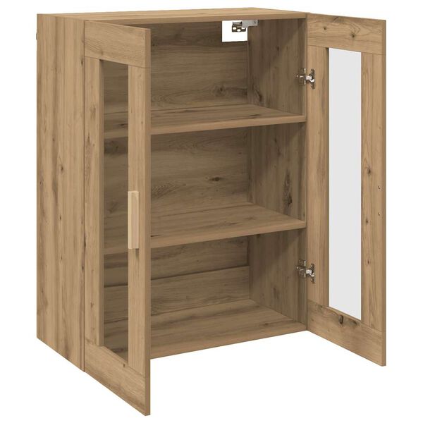 vidaXL Hanging Wall Cabinet Artisian Oak Engineered Wood, Glass