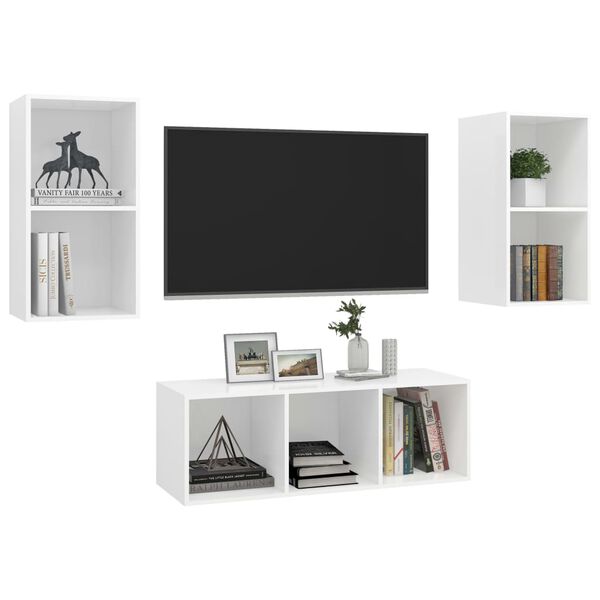 vidaXL TV Cabinet Set White Engineered Wood Standard TV Cabinet Set