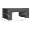 vidaXL Coffee Table High gloss grey Engineered wood 39.4x23.6x16.5 in