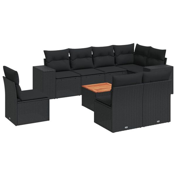vidaXL Garden Sofa Set Black