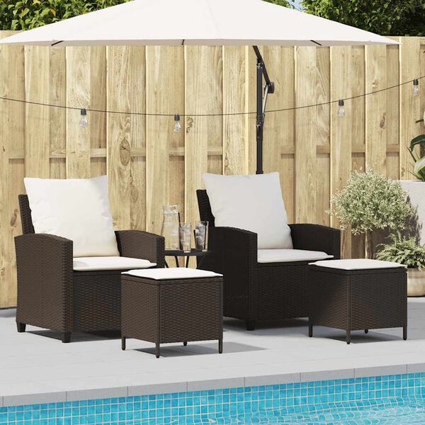 vidaXL Garden Sofa Set Brown PE rattan Medium Removable Covers