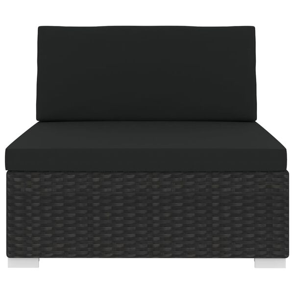 vidaXL Middle Seat Black PE Rattan Medium Modular Middle Seat Square