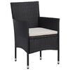 vidaXL Garden Dining Chair Set of 2 Black Poly rattan, powder-coated steel