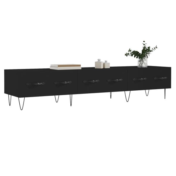 vidaXL TV Cabinet Black Engineered wood, iron Compact TV Cabinet