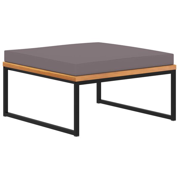 vidaXL Footrest Dark Grey Solid Acacia wood, Powder-coated steel